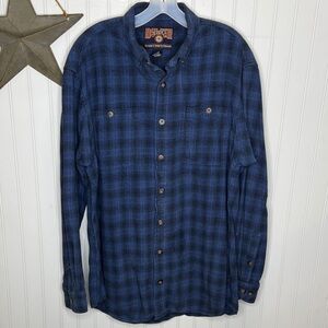 Duluth Trading Co Men's Blue Plaid Button-Down Shirt Large Tall